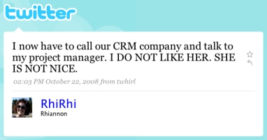 RhiRhi does not like the project manager from her CRM company.